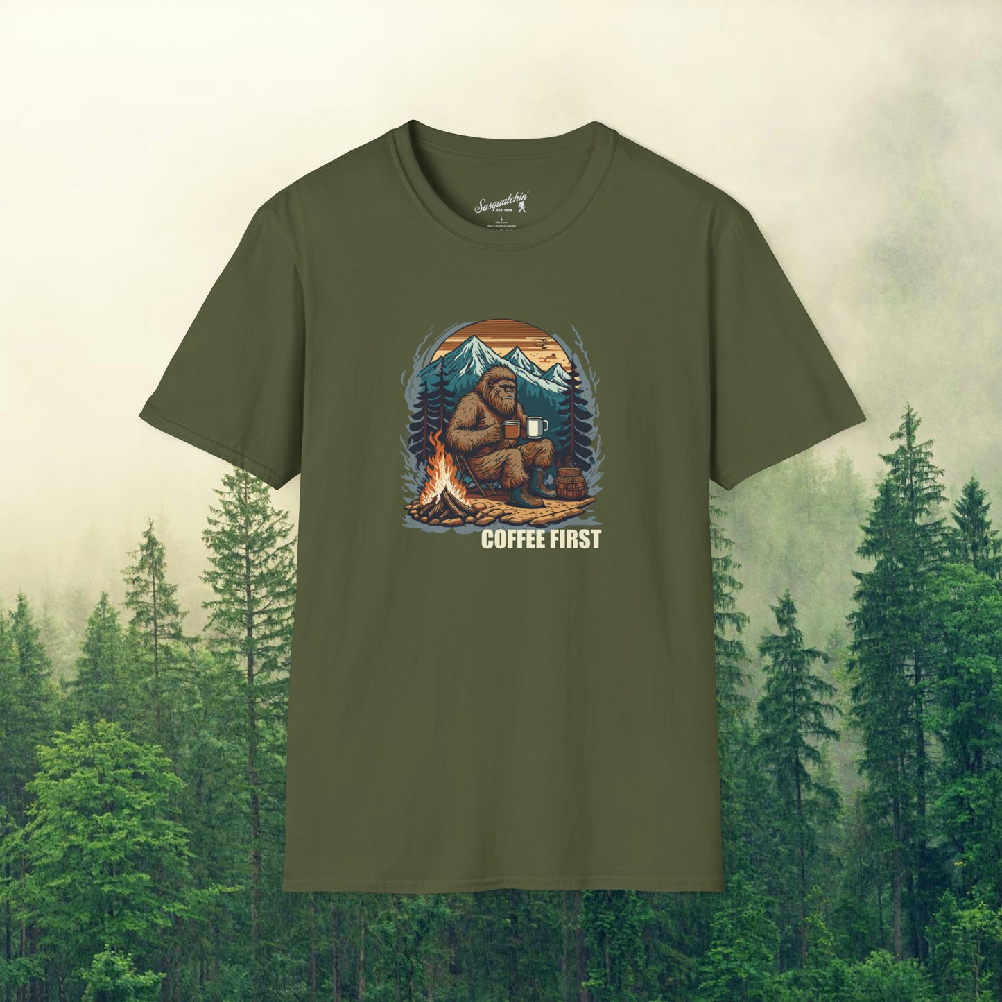 Bigfoot's Morning Brew: Sasquatchin' Adventure Tee