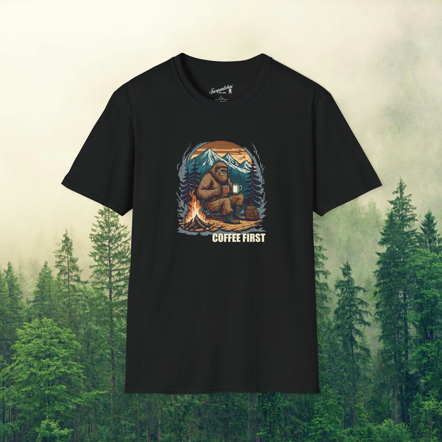 Bigfoot's Morning Brew: Sasquatchin' Adventure Tee