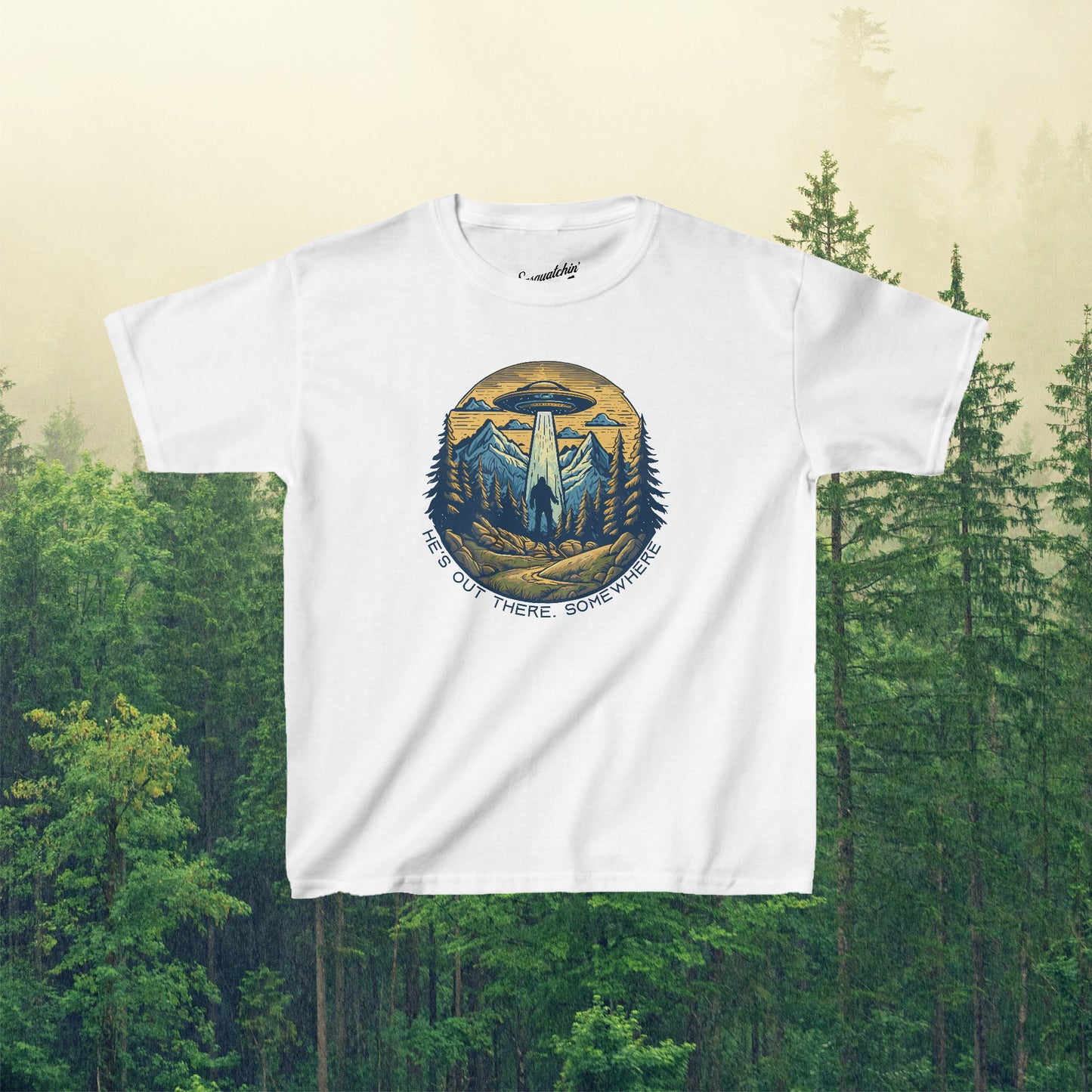 Bigfoot's UFO Escape: Sasquatchin' Adventure Youth Tee