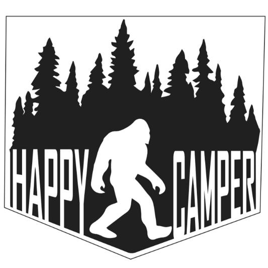 Happy Camper Sasquatch Vinyl Decal Sticker